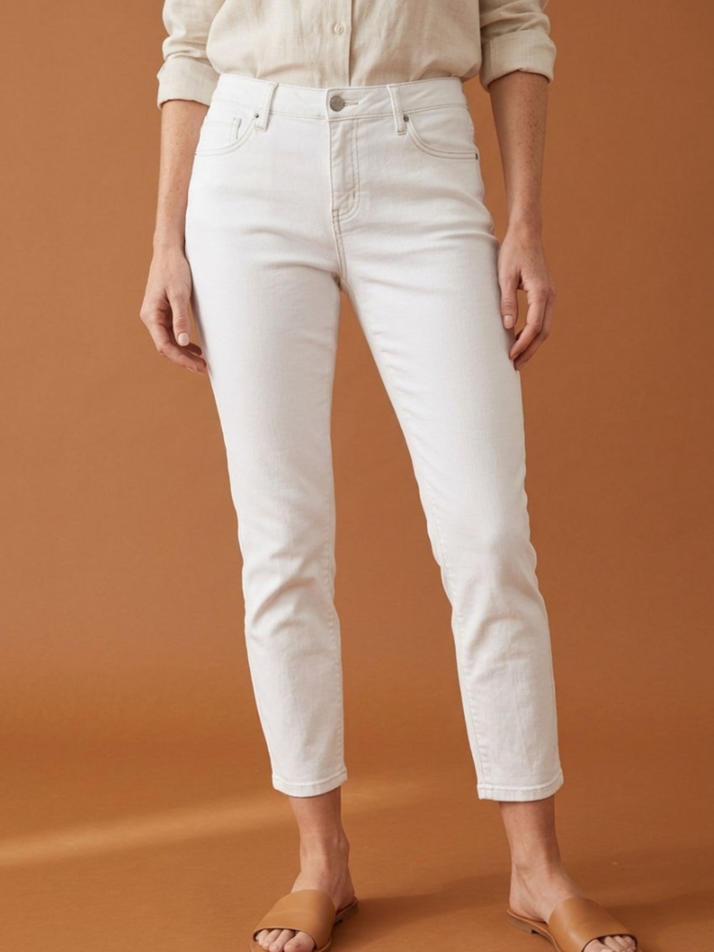 |•EARL JEAN•| White Cropped Capri Stretch Jeans Size 10